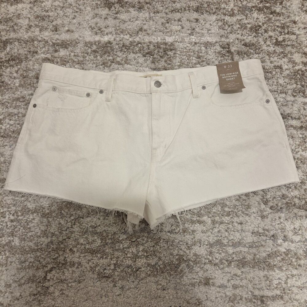 Madewell Low Rise Relaxed Fit Boyfriend Short Sz 33 White Denim Jean Cut Off New